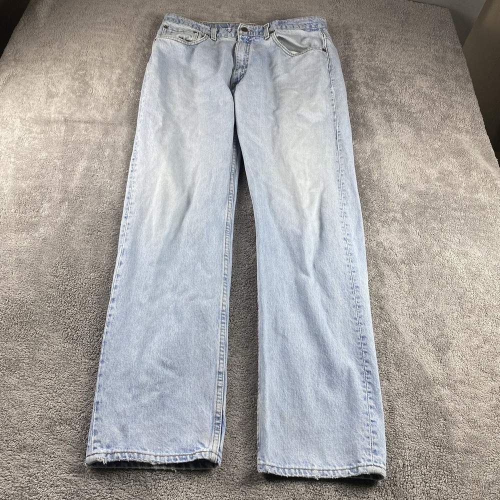 Levis 505 Classic Straight Leg Jeans Mens 38x32 Blue Light‎ Wash High Rise VTG